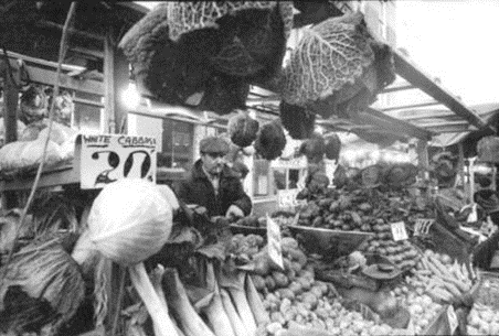 East Street Market, c 1980.This Veg stall was near the Walworth Road end of the market outside the Victor Value supermarket.  X.png
