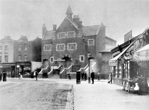 New Church Road, c1900. Trinity College Mission viewed from Southampton Way. Pic 1.   X.png