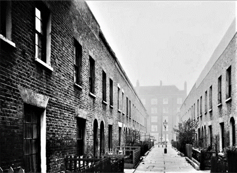 Brockley Terrace, c1956. This is looking in the other direction looking, across Alvey Street with Brockley House in the distance. Aylesbury Road and East Street off to the right.  X..png