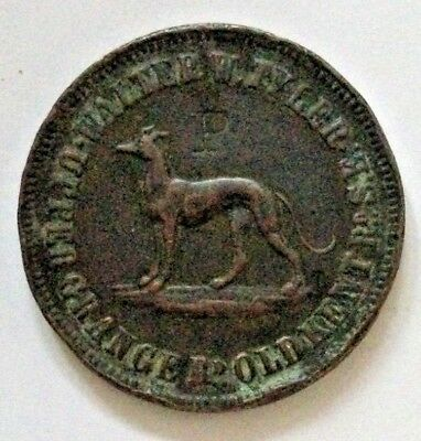 Dunton Road formerly Upper Grange Road, The Greyhound Pub, Southwark 1-1-2d Pub Token.   X..png