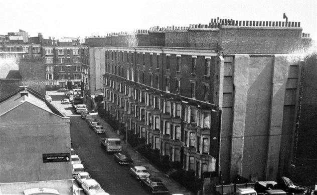 Munton Road SE17. Taken the Heygate Estate c.1973. The flats on the right were demolished in 1976.   X..png
