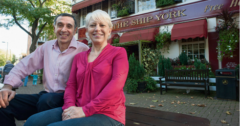 Rotherhithe Street, The Ship York.  Dussell Charalambous, who had run the pub with his wife Lorraine for nearly 40 years, c2015.  X..png