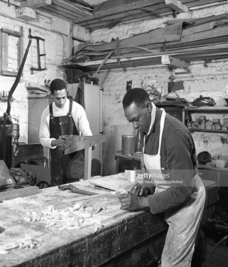 Blackfriars Road,1961, carpenters at the J. Hoare & Sons joinery yard.  X..png
