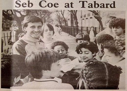 Tabard Street. Sebastian Coe (now Lord Coe) at Tabard Gardens,1985.  X..png