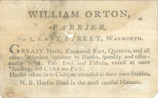 East Street, a late 18th Century trade ad for a farrier.  X..png