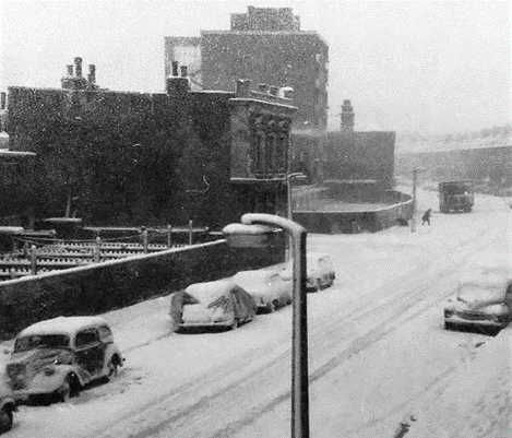 Westmoreland Road during the great freeze that winter,1963, left Portland Arms Pub.  X..png