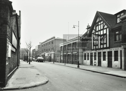 1 Long Lane, Bermondsey, looking towards Bermondsey Street. The Ship Pub is on the right, c1957. X..png
