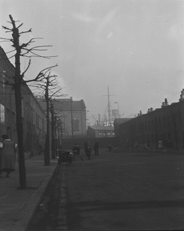 Lower Road, Maynard Road, no longer there. Steamer in the Greenland Dock is in the background, c1930.  X..png