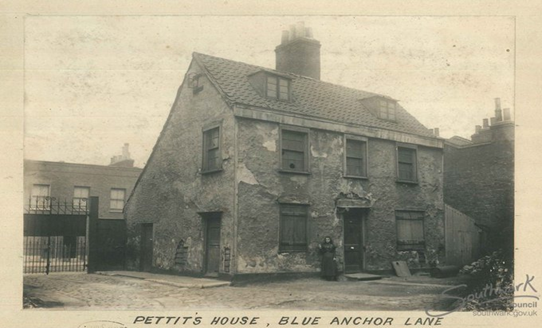 Blue Anchor Lane, Bermondsey's last ever farmhouse which was demolished in 1904.  X.png