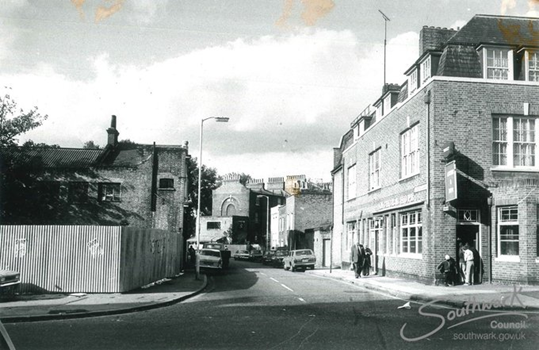 New Church Road looking down Addington Square,1977. Anchor and Hope pub on the right and a smartly dressed Penny for the Guy. X..png
