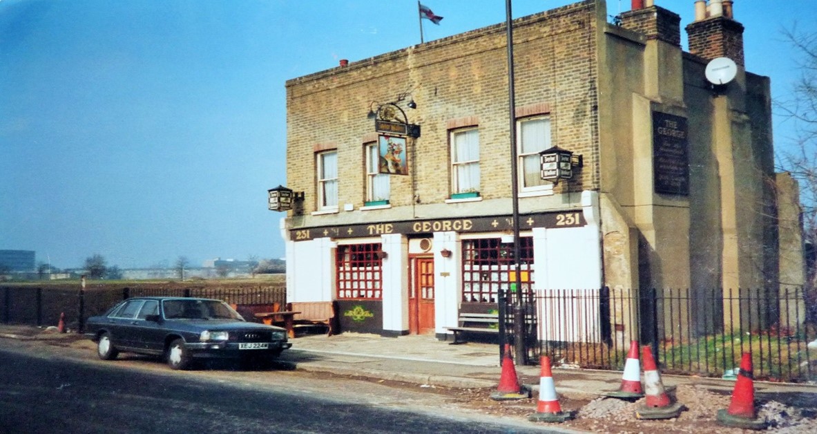 St Georges Way, The George (Pub). Demolished c1991. Now part of Burgess Park, was opposite Cator Street. X..jpg