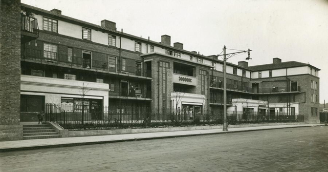Silver Walk formerly Silver Street flats and shops, Rotherhithe. 1934.  X..png