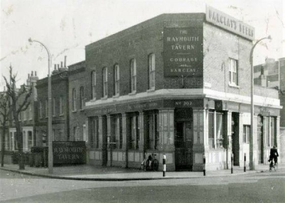 Raymouth Road right. The Raymouth Tavern Pub, Southwark Park Road left, c1961.  X..png