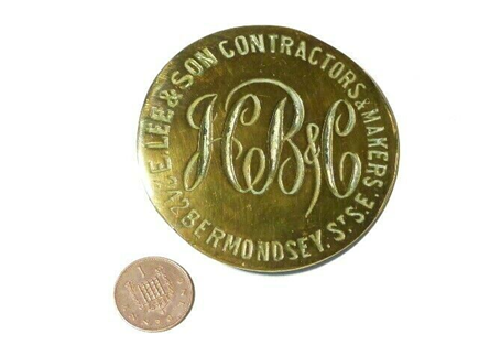 Bermondsey Street, E. Lee & Sons, Contractors, Vintage Horse Brass.  X.png