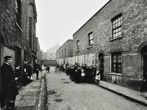 Ainstey Street, Bermondsey,1903. People Outside Boarded-Up Houses.  X..png