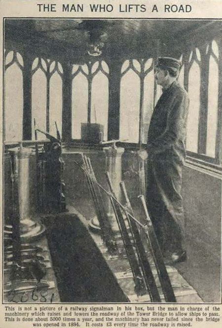 Tower Bridge c1929. The Man in Charge of The Machinery to Lower the Roadway of Tower Bridge.  X (2).png