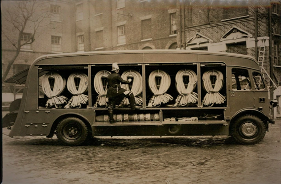 Southwark Bridge Road SE1, c1933.  Morris’s design for the Brigade’s first hose laying lorry.  X..png