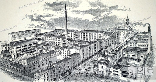 Bermondsey Street c1842. Christy & Co, Hat Makers Bermondsey factory, extensive ranges of buildings were on opposite sides of Bermondsey Street.   X..png