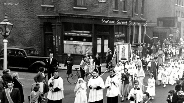 Brandon streets, Larcom Street left, 1958, Bylcream advert in the window.  X..png