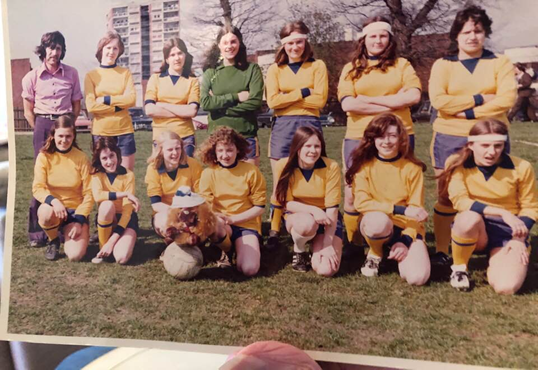Millwall Lionesses, at Marvels Lane Football Ground and Social Club. Julie second from left bottom row.  X..png