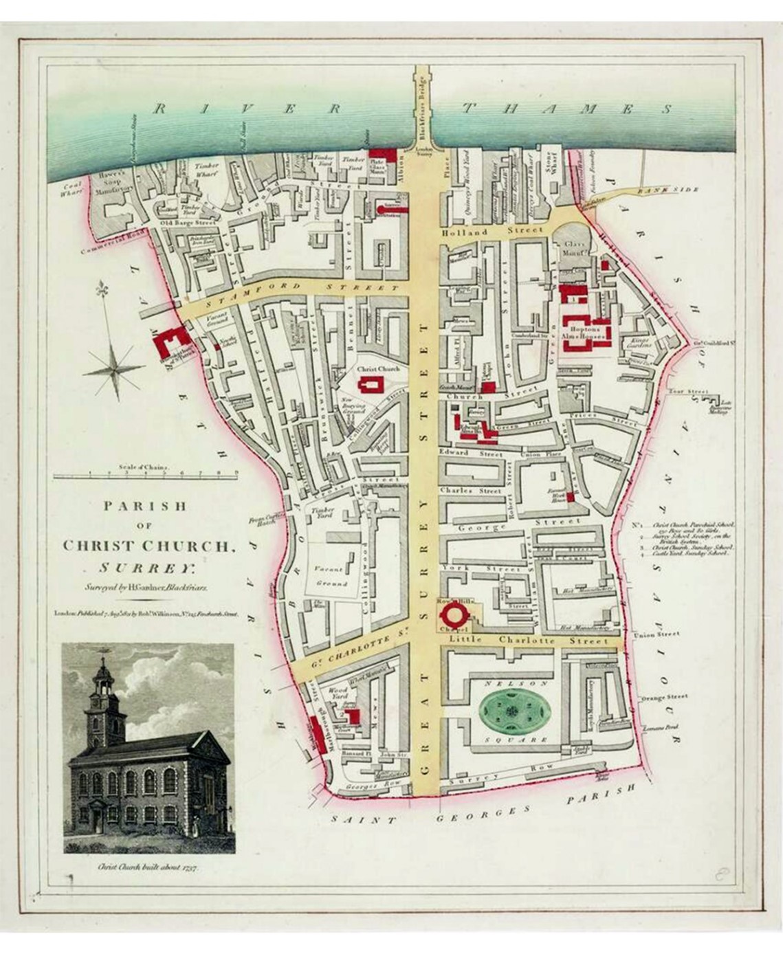 Blackfriars Road formally Great Surrey Street, Parish of Christ Church, Southwark showing small alleys, yards, and several businesses. X..jpg