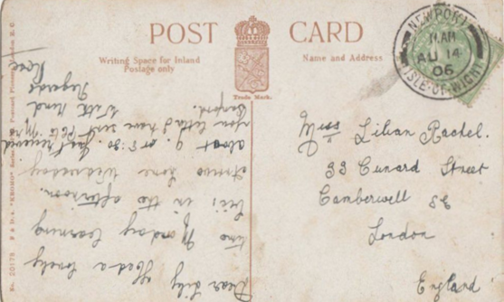 Cunard Street, Albany Road, Miss Lilian Rachel 1906.  3  X..png