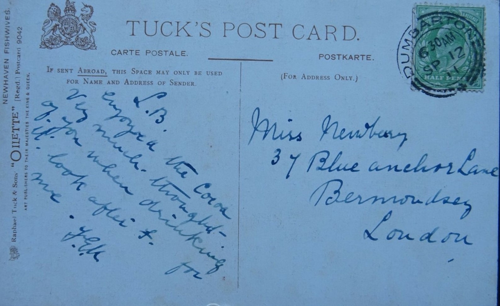 Blue Anchor Lane,1911, looks like Miss Newbury.  1 X..jpg