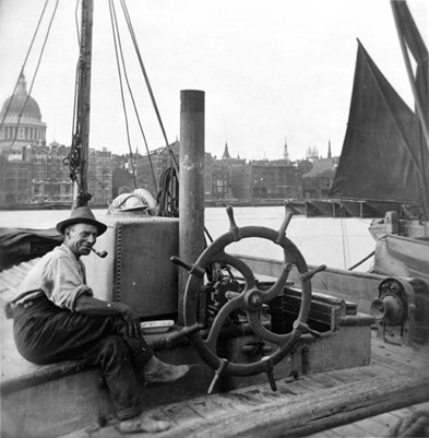 Bankside, a sailing barge moored at Southwark Corporation's Greenmoor Wharf, c. 1930.  X..jpg