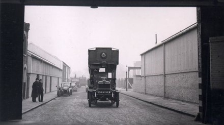 OLD KENT ROAD GARAGE, c1930. B TYPE BUS THEY CALLED OLD BILL.  X..jpg