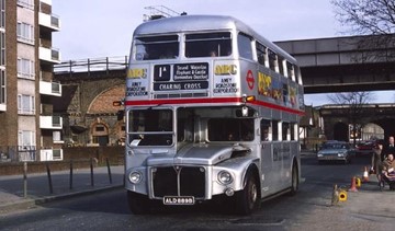 Rotherhithe New Road, Silver Routemaster Bus, c1977.  X..jpg