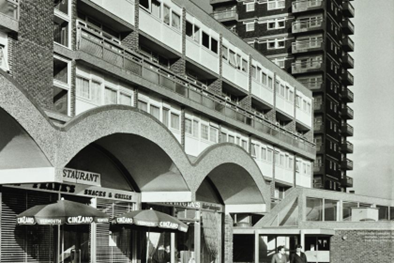 Old Kent Road, Tustin Estate, left is Bowness House, towering above the scene is Grasmere Point, a 20-storey tower block, c1967. X..png