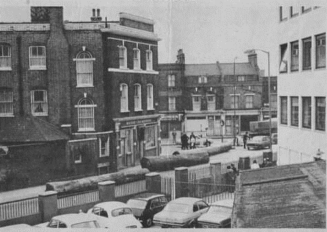 Lower Road, Bestwood Street c1973, photographed from the side of Molins Machine. Merry Cricketers Pub on the corner with Lower Road left.  X..png