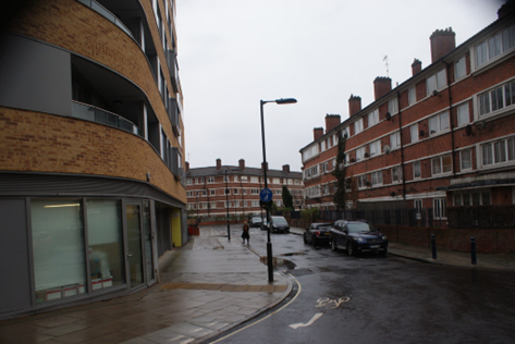 Sweeney Crescent, Dockhead, c2018, Arnold Estate, left & right. The Feathers Pub was on the left.  X.png