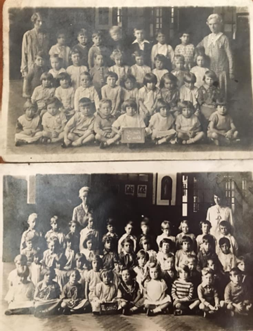 Fair Street School. Edna Dilley is the little girl in the bottom photo holding the board, c1930. X..png