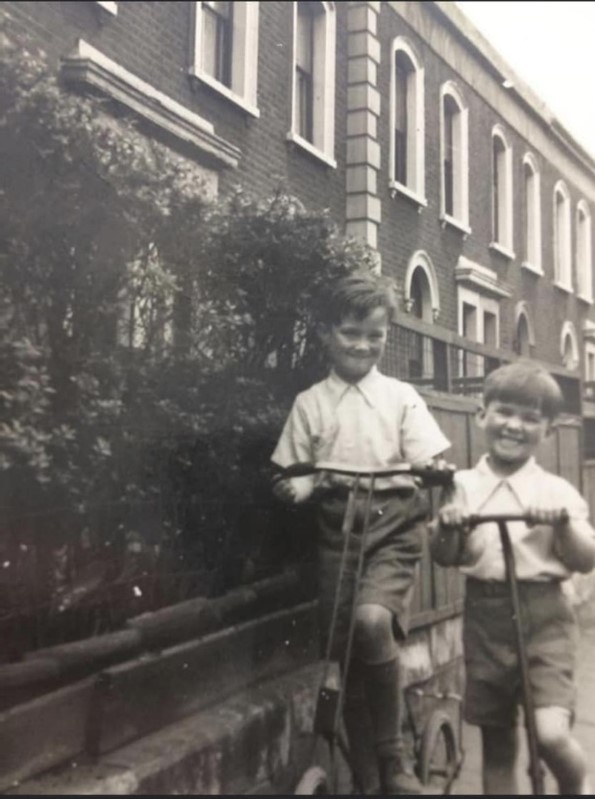 34 Rolls Road, David Kenward, with his brother Peter, sadly no longer with us. They are outside their house, not sure which one is Peter.    X..jpg