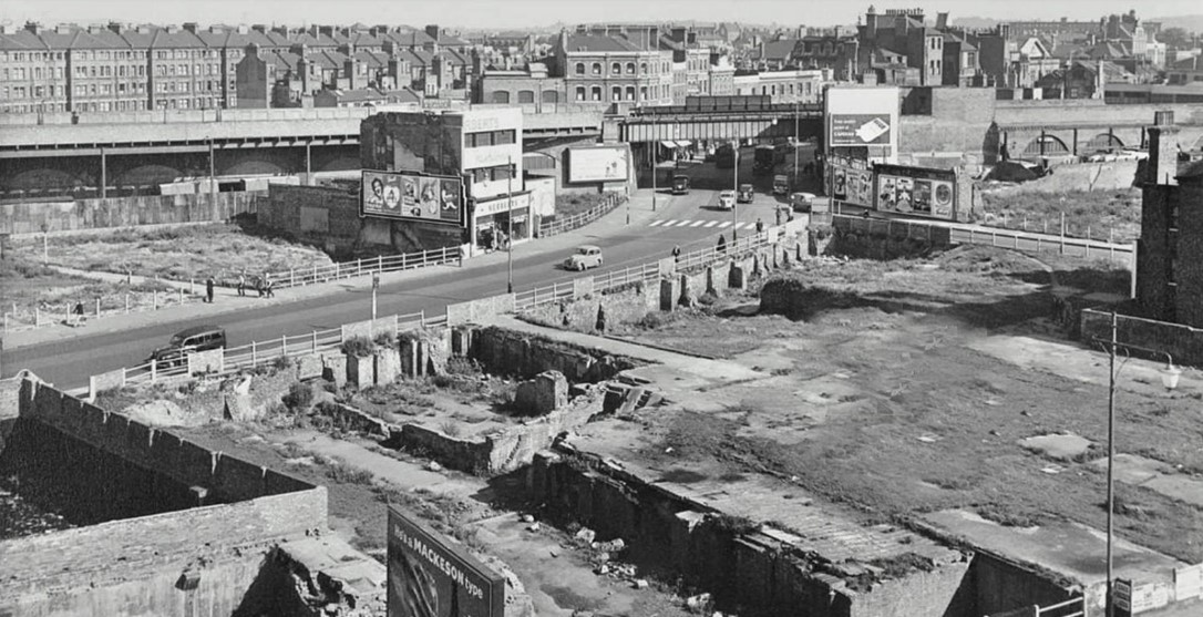 Elephant & Castle,c1956. Railway Station top left, Walworth Road and under the bridge to Camberwell Green..jpg