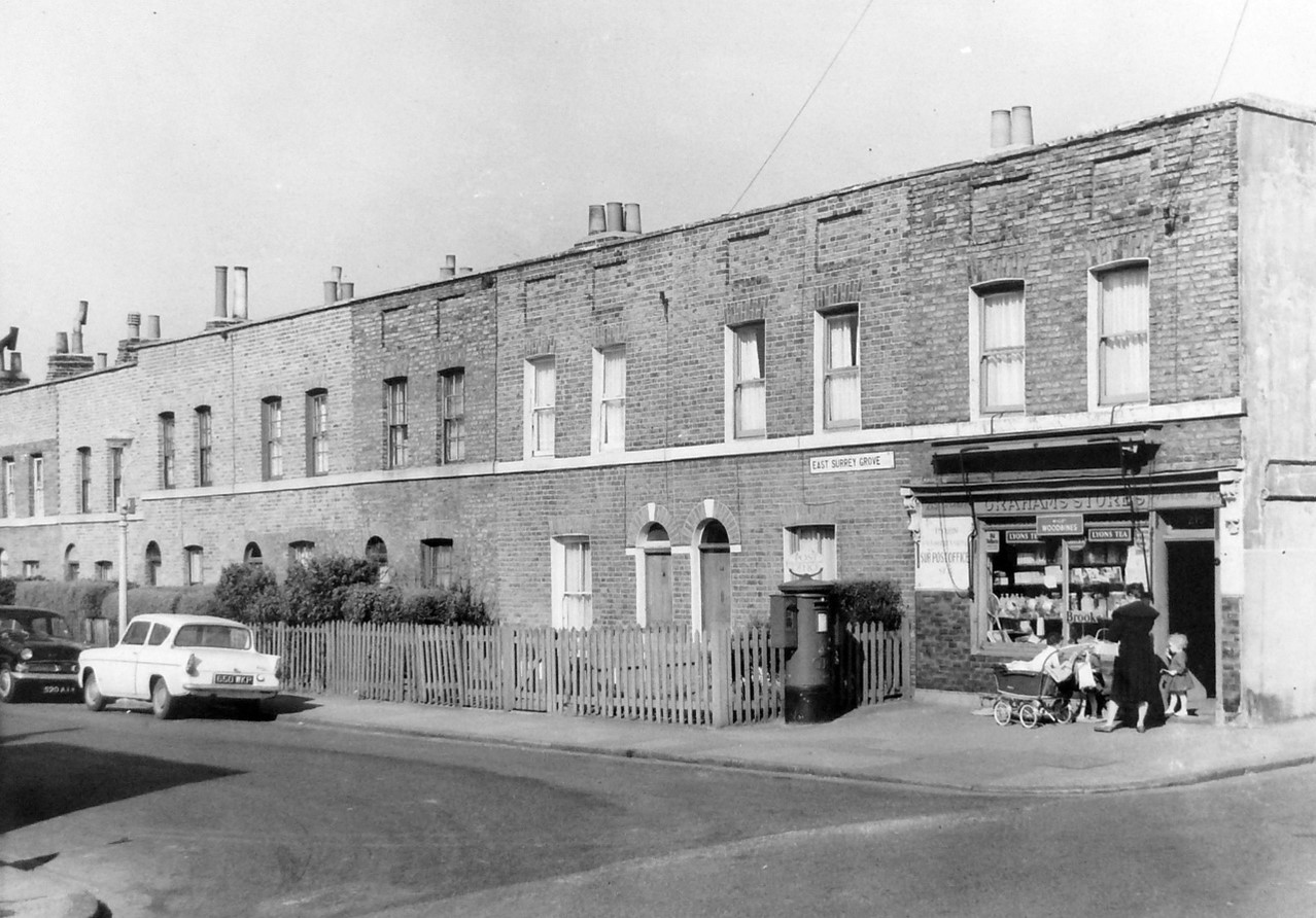 East Surrey Grove, Grahams Stores and Post Office, Commercial Way right.   X..jpg
