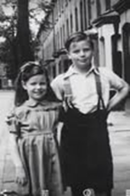 Marcia Road, Old Kent Road. Mary Mills, my brother and me 1945, the day war ended.  X..jpg