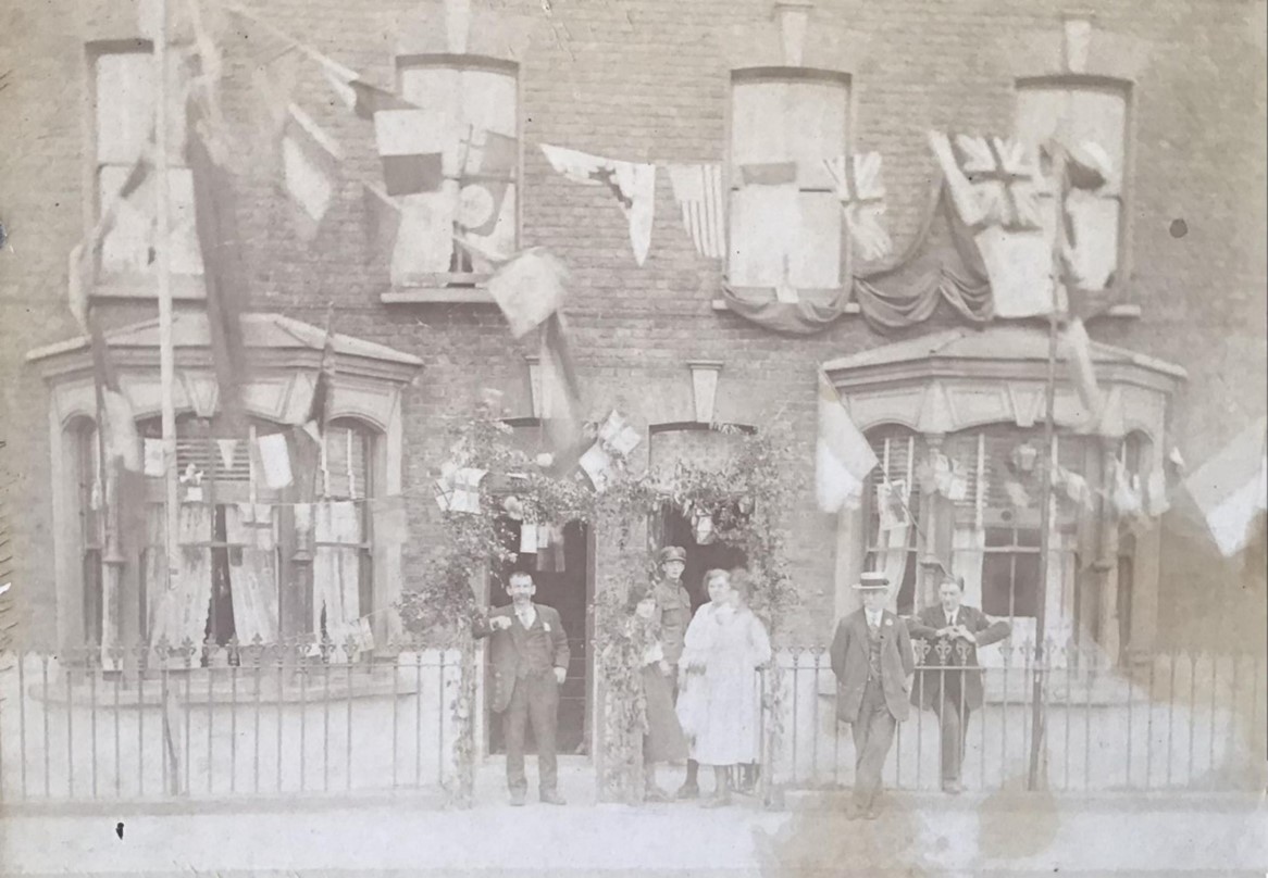 Silverlock Street, taken in 1918, end of WW1. Bill Brockman is the gentleman on the left.  X..jpg