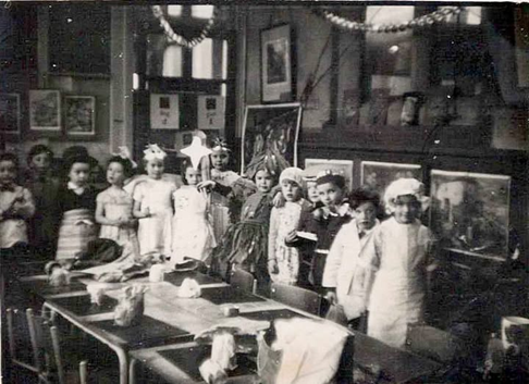 Grange Road, Boutcher Primary School, Ken Ripper the butcher in Jack and the Beanstalk (top hat and apron) c1955.  X..png