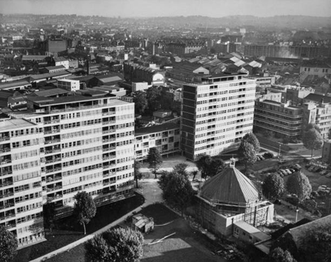 Avondale Square Estate c1962, Old Kent Road, St Philip's Church is shown under construction in the foreground.  X.png