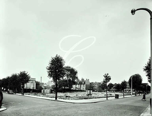 Dunton Road corner with Willow Walk left c1963, new prefabs to be installed.  X..png