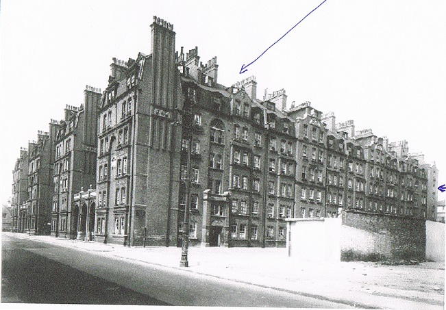 Guinness Buildings,Left Arrow showing where Bobby lived, right showing where Kiwi lived..jpg