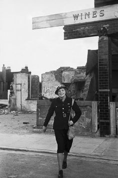 Women in Civil Defence Mrs Edith Digby, a 43 year old Air Raid Warden, on duty in Blitz-damaged Bermondsey, London. - Mrs Edith Digby, an Air Raid Warden on duty in Bermondsey, London during the Sec.jpg