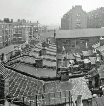Leroy St Rear of Houses,Swan Mead, (left) Guinness Buildings (background right). 1930..jpg