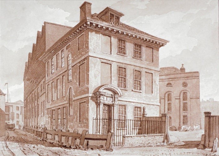 The brewery of Clowes, Newbury and Maddox sat on Stoney Lane, Tooley Street. Painting 1827..jpg
