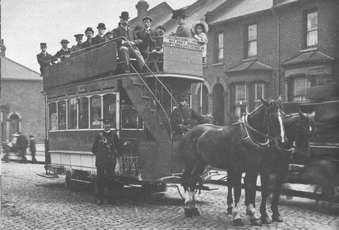 last London horse tram, Rotherhithe 1915.gif