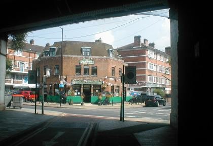 Film The Krays,1991.Druid Street at the junction with Gedling Place (under bridge) and Sweeney Crescent, right of Pub 2012.jpg