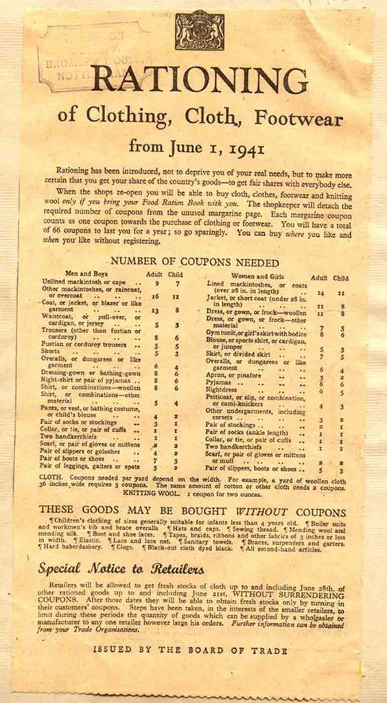 Wartime ration chart for clothing. It's no wonder my Mum was so frugal all her life..jpg