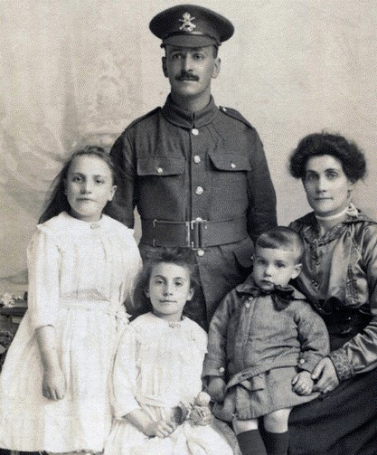 THE FEY FAMILY, Annie,Ethel, Albert, dad Albert & wife Ellen c 1913 9th (Machine Gun) Battalion Royal Naval Division during WWI. X.jpg